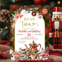 Cumpleaños 2 de Té de Navidad a Cuadros para Dos