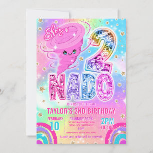 Invitación Cumpleaños 2 de Two Nado Rainbow Glitter