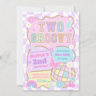 Invitación Cumpleaños 2 de Varsity Groovy y Elegante