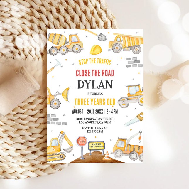Invitación Cumpleaños 2 del Niño Volquete de Construcción (Subido por el creador)