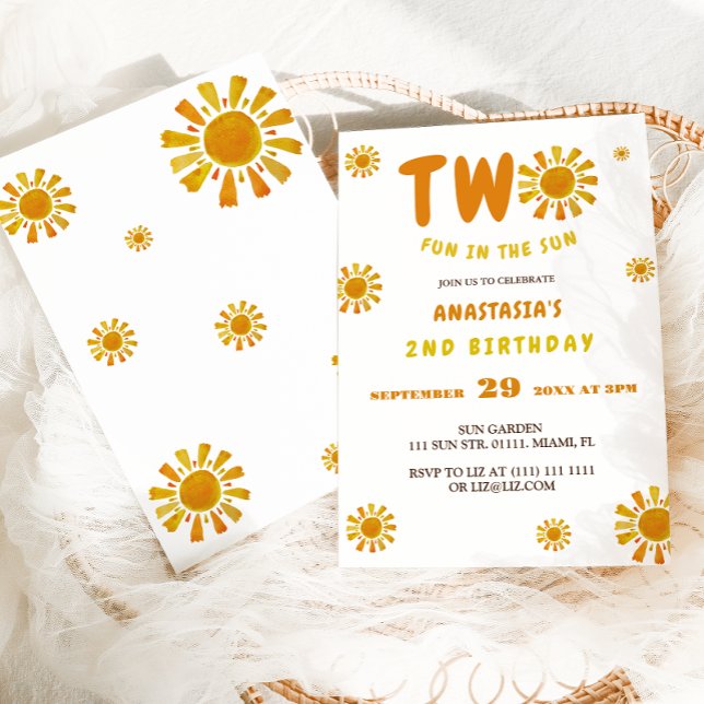Invitación Cumpleaños 2 divertido al sol  (Subido por el creador)
