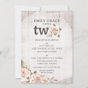 Invitación Cumpleaños 2 estilo shabby chic con rosas florales