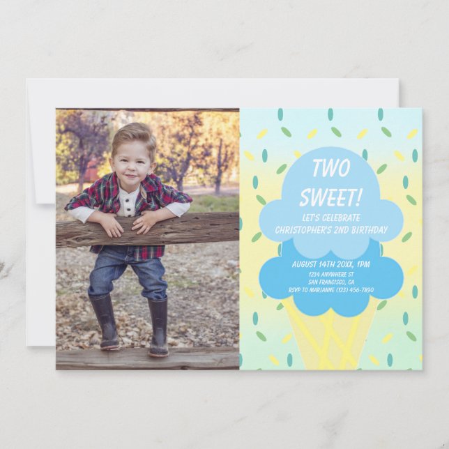 Invitación Cumpleaños 2 helado (Anverso)
