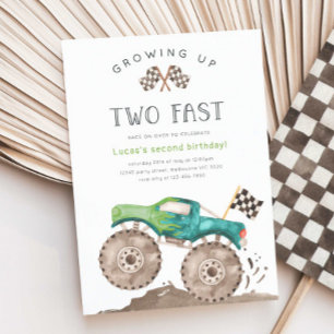Invitación Cumpleaños 2 Monster Truck Creciendo DEMASIADO Ráp