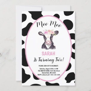 Invitación Cumpleaños 2 Moo Moo Soy Vaquera Dos