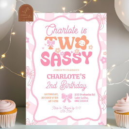 Invitación Cumpleaños 2 Retro Pastel Arcoíris Dos Sassy
