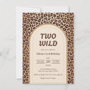 Invitación Cumpleaños 2 salvaje Moderno Estampado de Leopardo