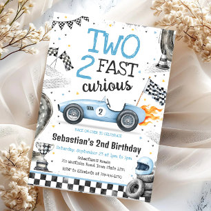 Invitación Cumpleaños 2do Niño Coche de Carreras Dos Rápidos