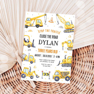 Invitación Cumpleaños 2ndo Niño Camión de Volteo de Construcc