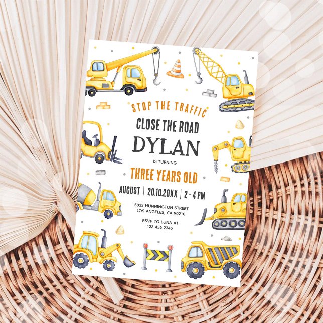 Invitación Cumpleaños 2ndo Niño Camión de Volteo de Construcc (Subido por el creador)
