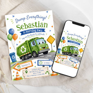 Invitación Cumpleaños 3º Camión de Basura Volquete