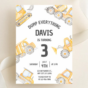 Invitación Cumpleaños 3º Camión de Construcción