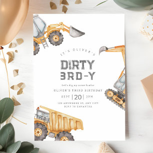 Invitación Cumpleaños 3º Camión de Volteo Construcción