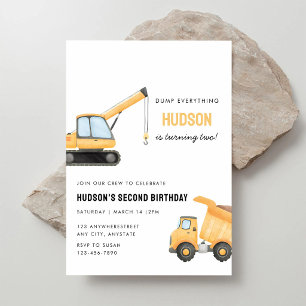 Invitación Cumpleaños 3º Camión de Volteo de Construcción