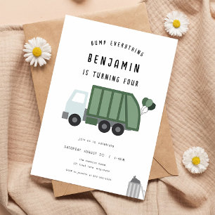 Invitación Cumpleaños 3º del Camión de Basura Verde