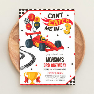 Invitación Cumpleaños 3º del Coche de Carreras No Puede Atrap