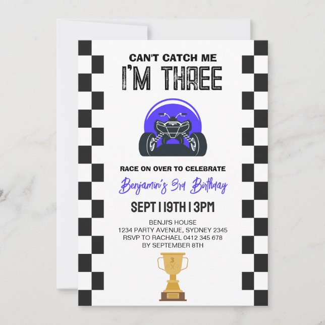 Invitación Cumpleaños 3º Fiesta Cuatrimoto ATV (Anverso)