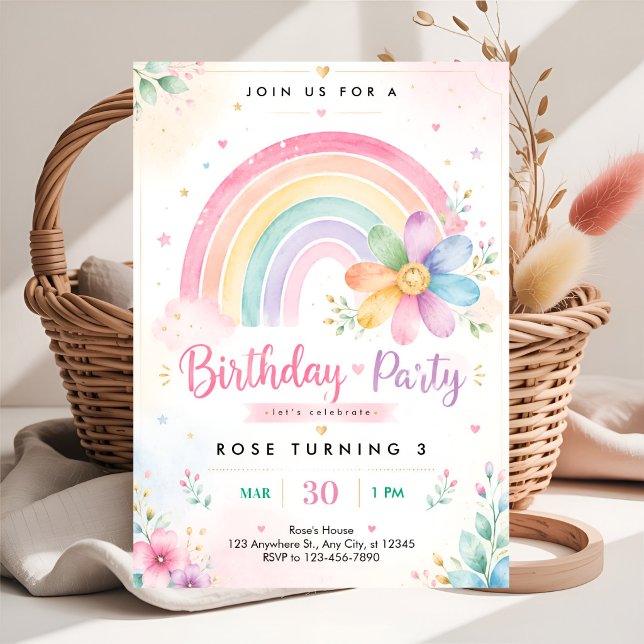 Invitación Cumpleaños 3º Pastel Arcoíris (Subido por el creador)