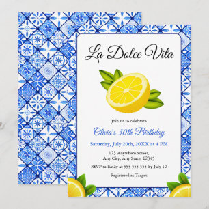 Invitación Cumpleaños 30 Blue Lemon Italian La Dolce Vita 