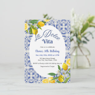Invitación Cumpleaños 30 Blue Lemon Italian La Dolce Vita