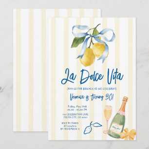 Invitación Cumpleaños 30 Bow La Dolce Vita Limón Cítrico