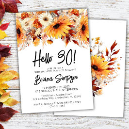 Invitación Cumpleaños 30 con Floral de Otoño