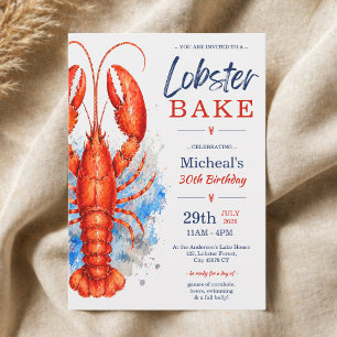 Invitación Cumpleaños 30 con Langostinos al Horno Acuarela