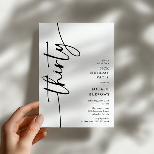 Invitación Cumpleaños 30 con letra Script