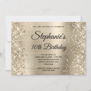Invitación Cumpleaños 30 con Monograma de Papel de Champán Br