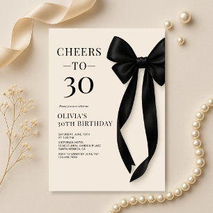Invitación Cumpleaños 30 Coquette de Lazo Negro