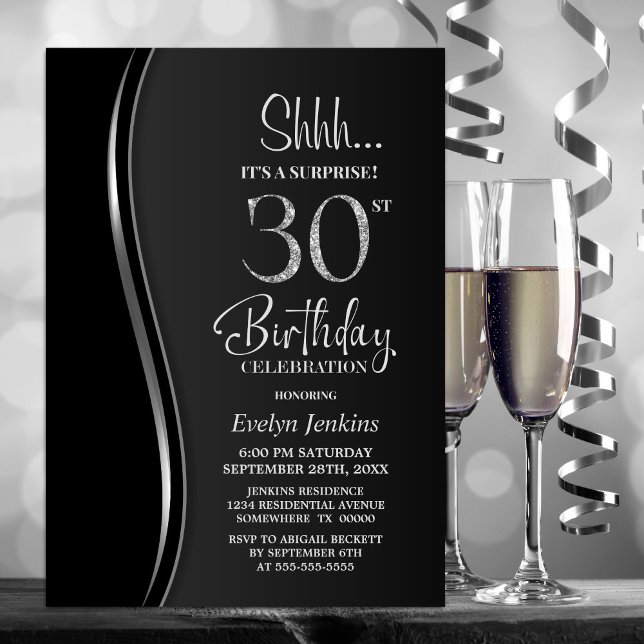 Invitación Cumpleaños 30 de Black Silver Surprise (Subido por el creador)