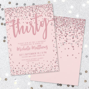 Invitación Cumpleaños 30 de Color Rosa Rosado