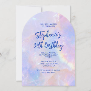 Invitación Cumpleaños 30 de cuarzo pastel rosa y azul
