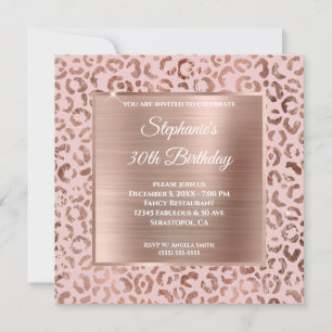 Invitación Cumpleaños 30 de glamour con estampado de leopardo