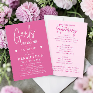 Invitación Cumpleaños 30 de Miami Fiesta de Chicas Pink