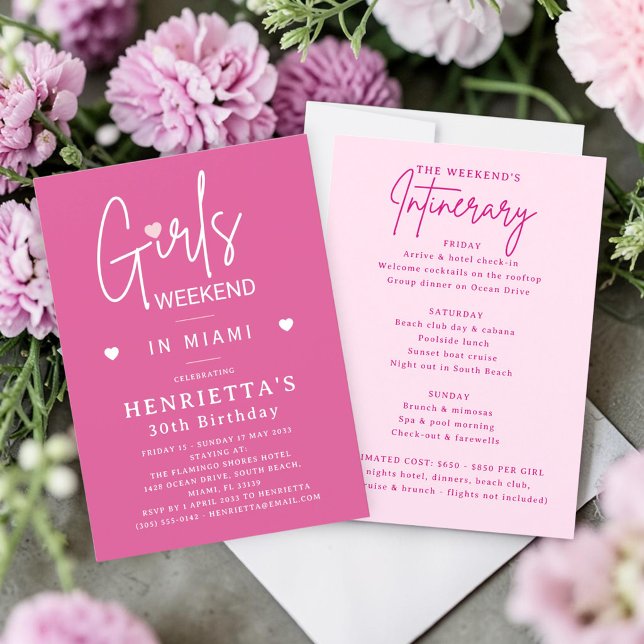 Invitación Cumpleaños 30 de Miami Fiesta de Chicas Pink  (Subido por el creador)