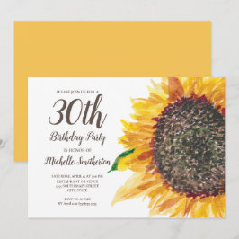 Invitación Cumpleaños 30 de Mujeres Amarillo Marrón Girasol