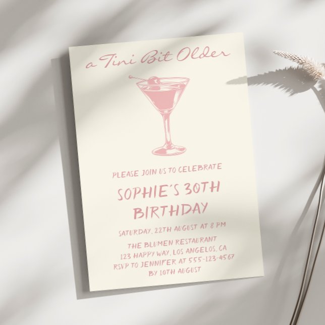 Invitación Cumpleaños 30 de Pink Martini Un Poco Mayor (Subido por el creador)