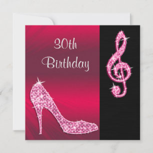 Invitación Cumpleaños 30 de Pink Stiletto & Treble Cleft