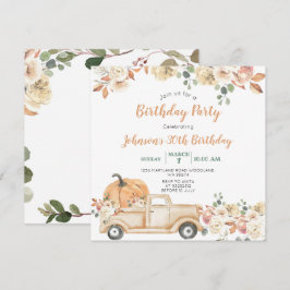 Invitación Cumpleaños 30 de Pumpkin Truck Floral Rústico