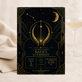 Invitación Cumpleaños 30 de Tauro Art Déco Oscuro