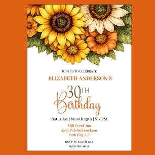 Invitación Cumpleaños 30 del Girasol Bonito
