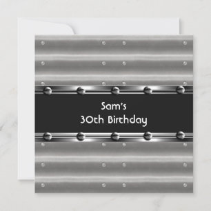 Invitación Cumpleaños 30 del hombre de metal negro