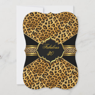 Invitación Cumpleaños 30 dorado negro leopardo fabuloso 2