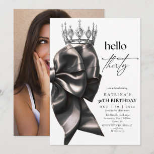 Invitación Cumpleaños 30 Elegante Arco de Acuarela Negro