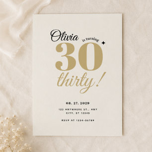 Invitación Cumpleaños 30 Elegante Champagne Oro