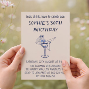 Invitación Cumpleaños 30 Elegante Copa de Martini