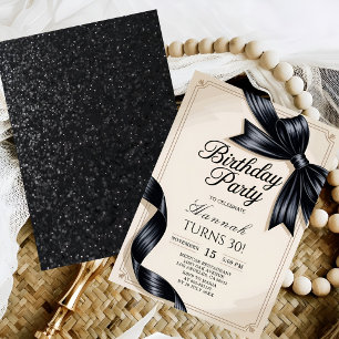 Invitación Cumpleaños 30 Elegante en Blanco y Negro
