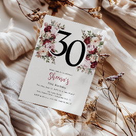 Invitación Cumpleaños 30 Elegante Floral