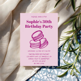 Invitación Cumpleaños 30 Elegante Macarón Rosa